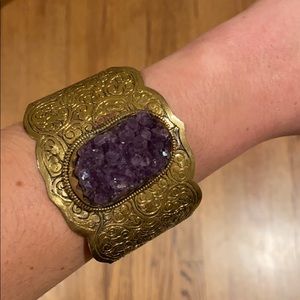 Vanessa Mooney Amethyst & Gold Cuff Bracelet